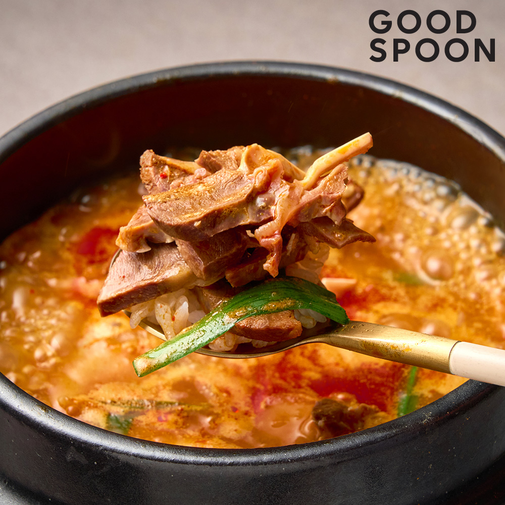 굿스푼 얼큰한 돼지국밥 500g 3팩 해장국 맛집 푸짐한 고기 밀키트 캠핑 간편조리 - 상품 이미지