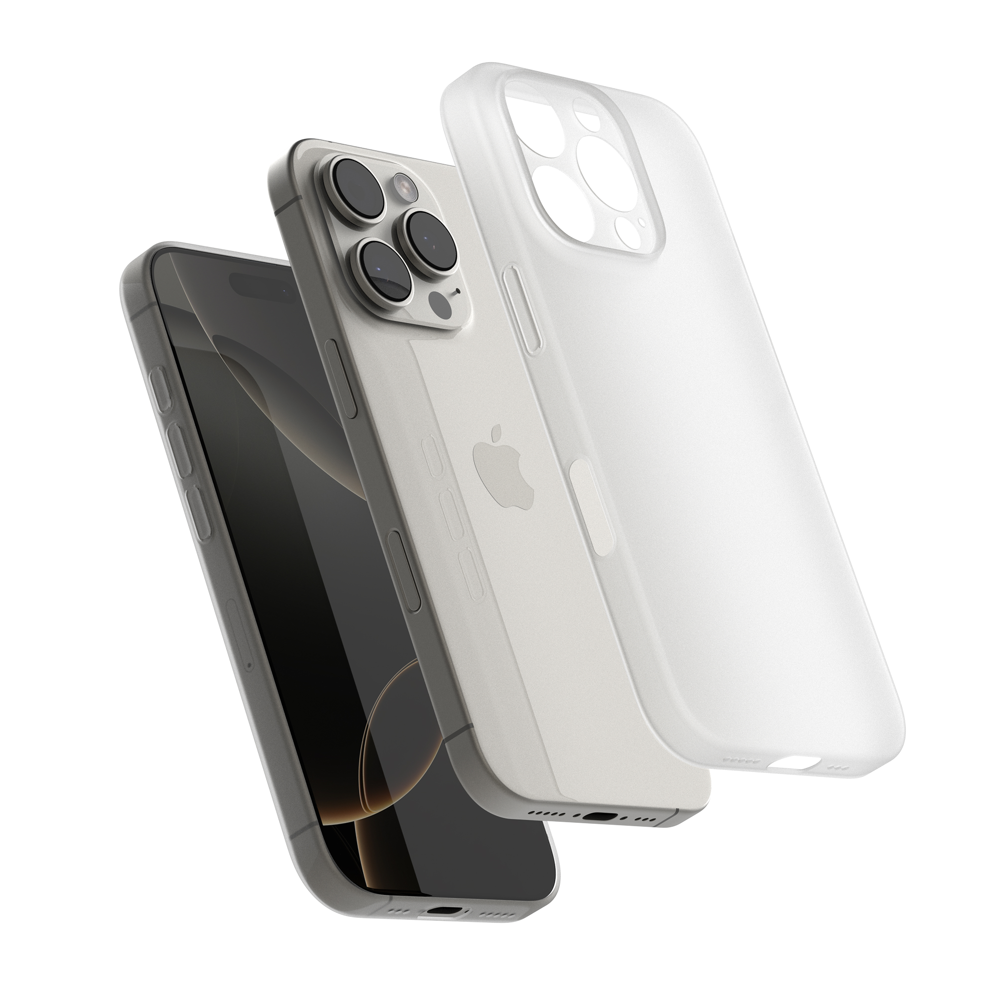 고스트핏 0.6 매트 아이폰 생폰케이스 투명 변색없는 케이스 화이트, 아이폰16 프로 - 상품 이미지