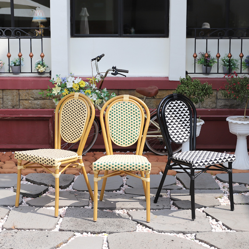 루시아 체어 야외용 라탄 체어 알루미늄 카페 레스토랑 식당 의자