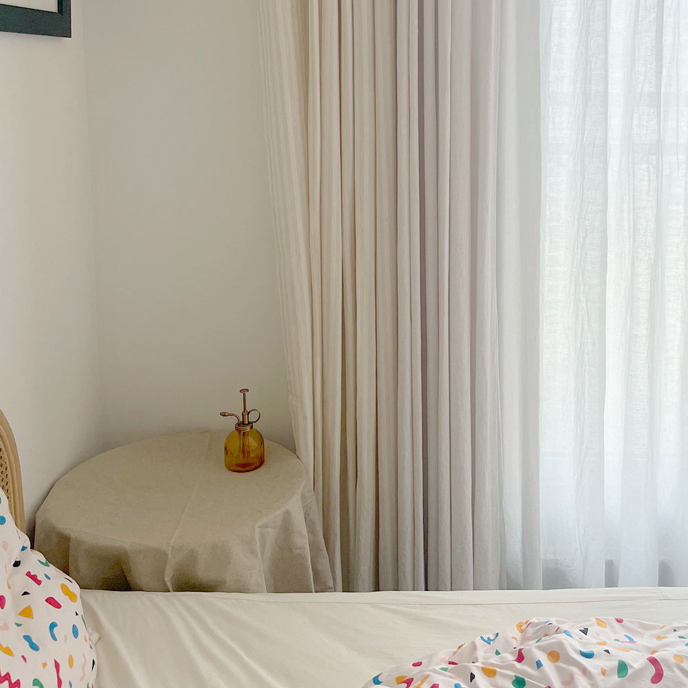 멜란 스트라이프 커튼 아이방 여아 남아 베이지 오트밀 맞춤 작은방