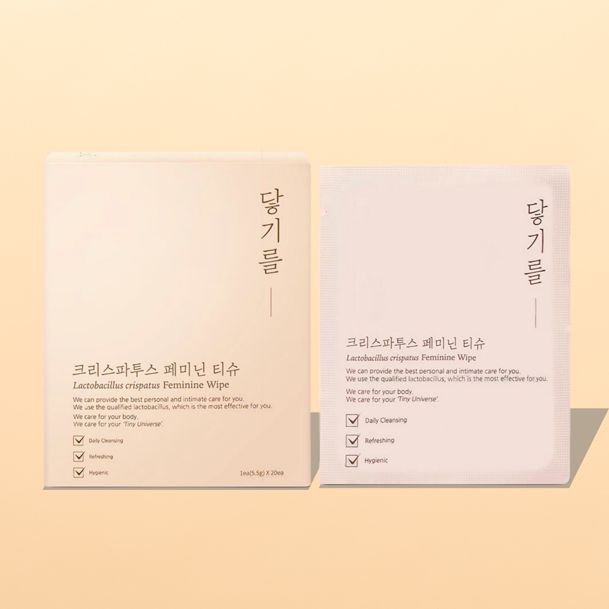 닿기를 크리스파투스 페미닌 티슈 바르는 유산균 약산성 Y존 여성 청결티슈 1BOX - 메인 이미지