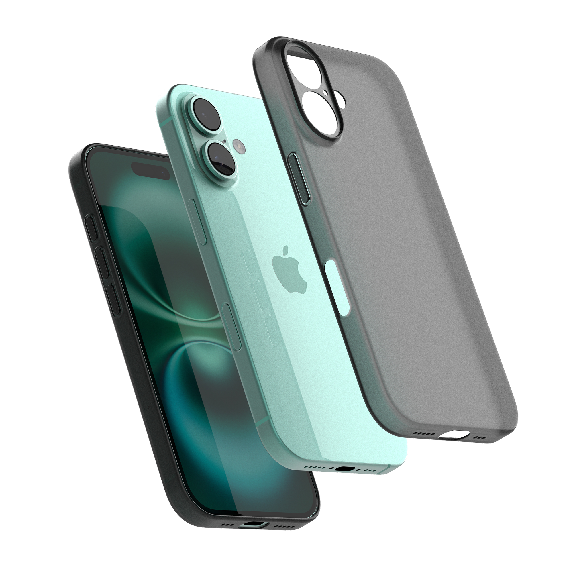 고스트핏 0.6 매트 아이폰 생폰케이스 투명 변색없는 케이스 그레이, 아이폰16 플러스 - 상품 이미지