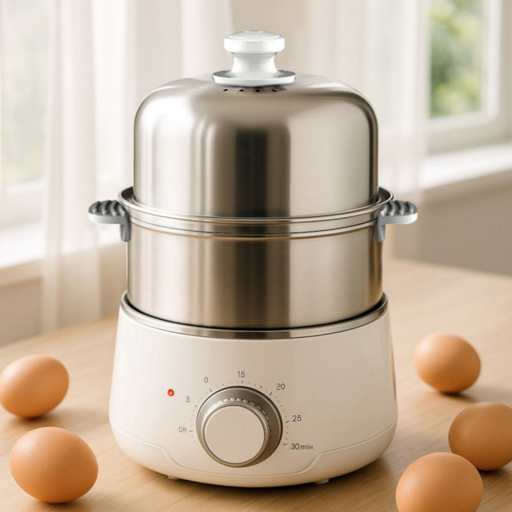 스텐 삶은 계란찜기 2단 미니 만능 에그쿠커 반숙 계란삶는기계