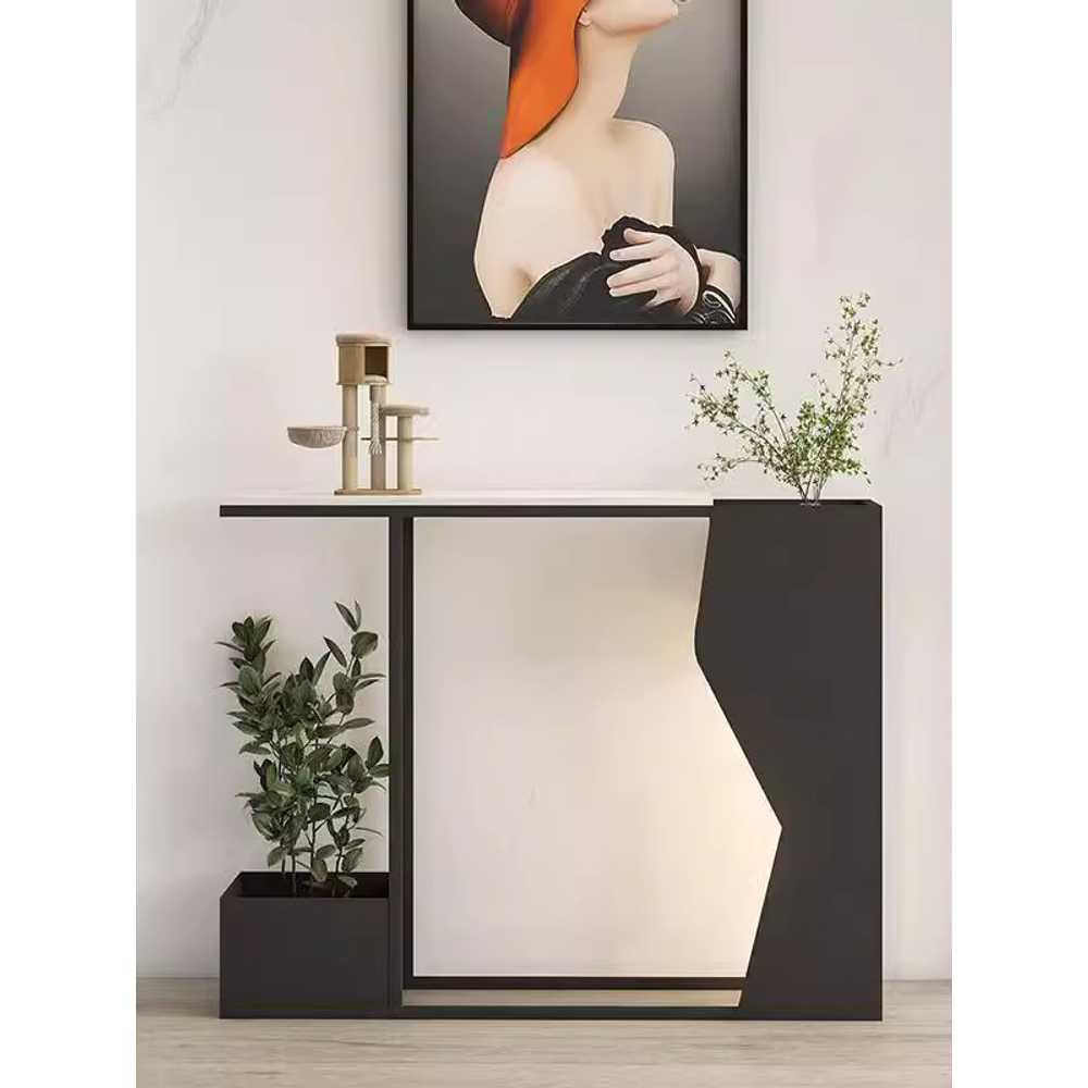 모던 콘솔 테이블 인테리어 포인트 가구 수납장 복도 A형 블랙 80x25x80cm - 상세 이미지 2
