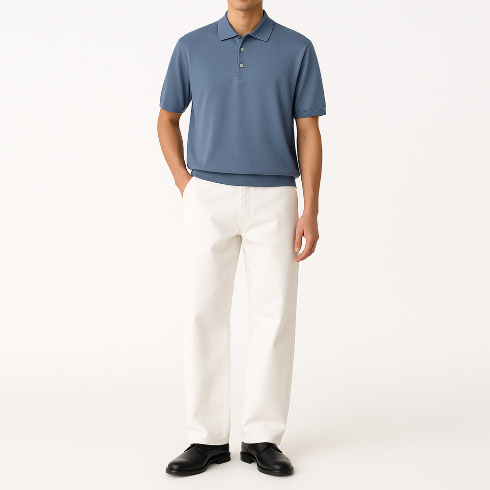 LAINE 남자반팔니트 폴로 카라 여름 니트 LOGAN LAINE 블루, XL - 상세 이미지 4