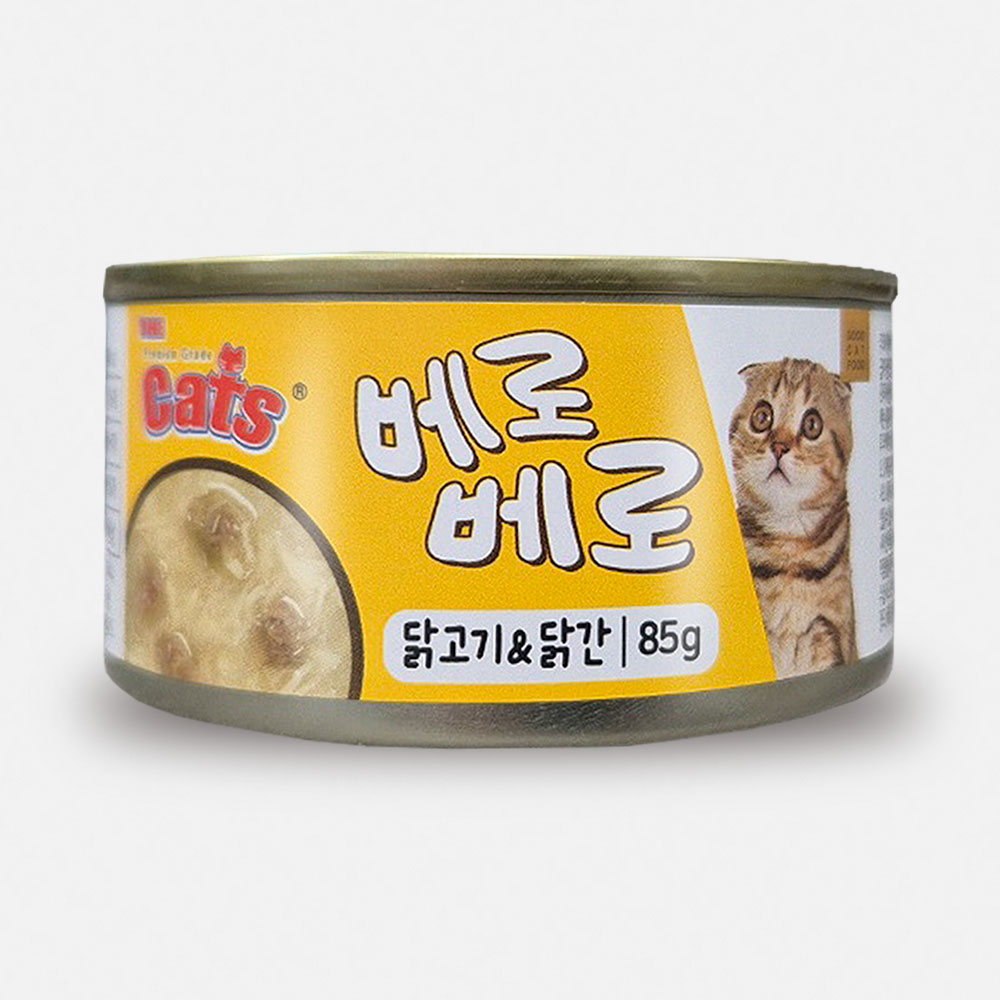 더캣츠 베로베로 고양이캔 고양이통조림 습식 사료 간식 닭고기+새우, 85g, 24개 - 상세 이미지 3