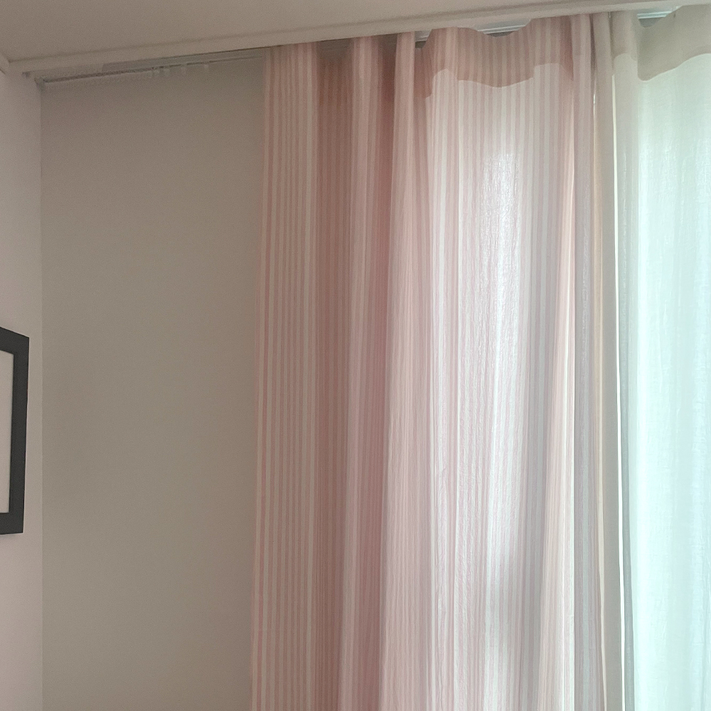 멜란 스트라이프 커튼 러블리 연핑크 맞춤제작 아이방 여아