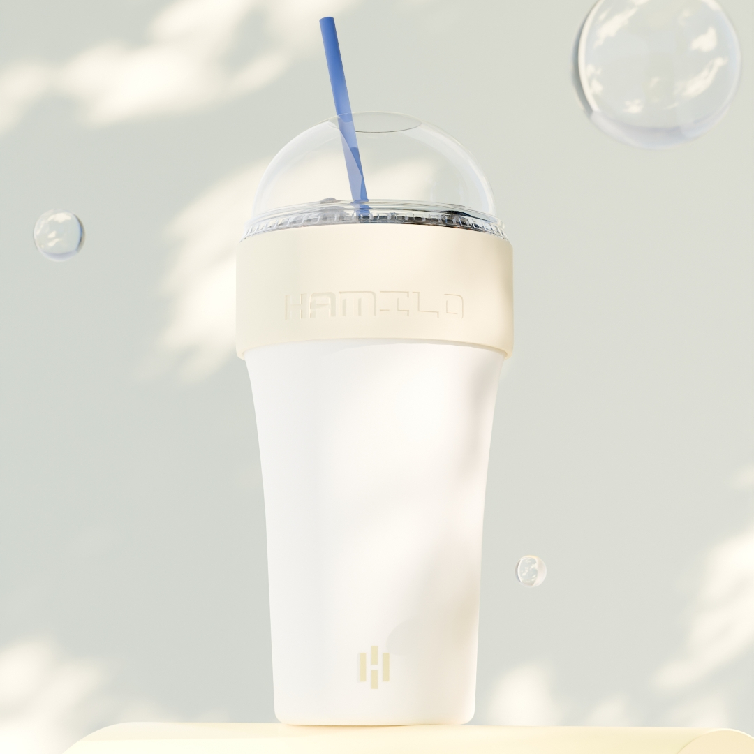 해밀로 핏락 밀폐형 소형 텀블러 얼죽아 스텐 보온 보냉 355ml, 크림, 1개 - 상품 이미지