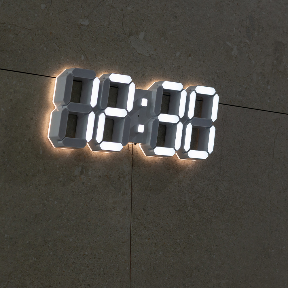 플라이토 무드 백라이트 3D LED 벽시계 인테리어 디지털 전자 거실 무소음 벽걸이시계 38cm - 상세 이미지 2