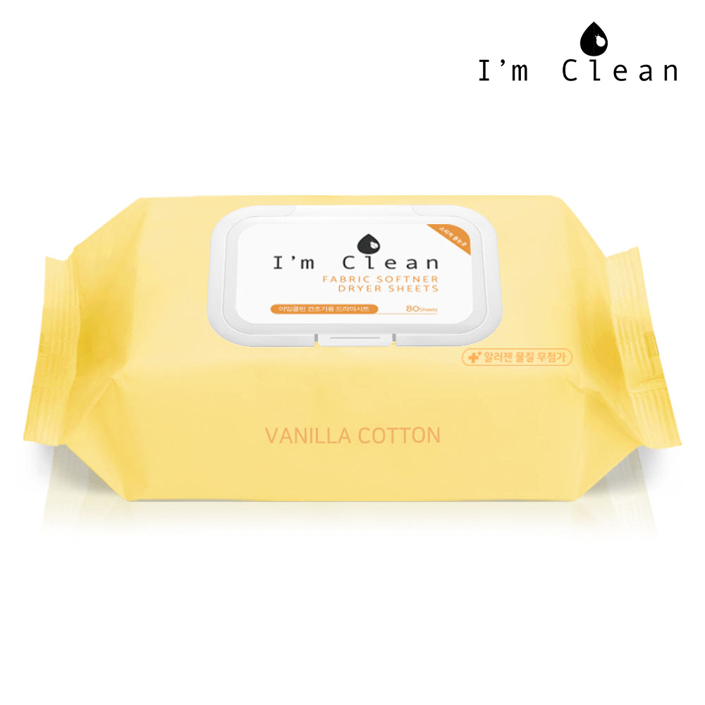 아임클린 건조기 시트 건조 섬유유연제 바닐라코튼 80매 1개