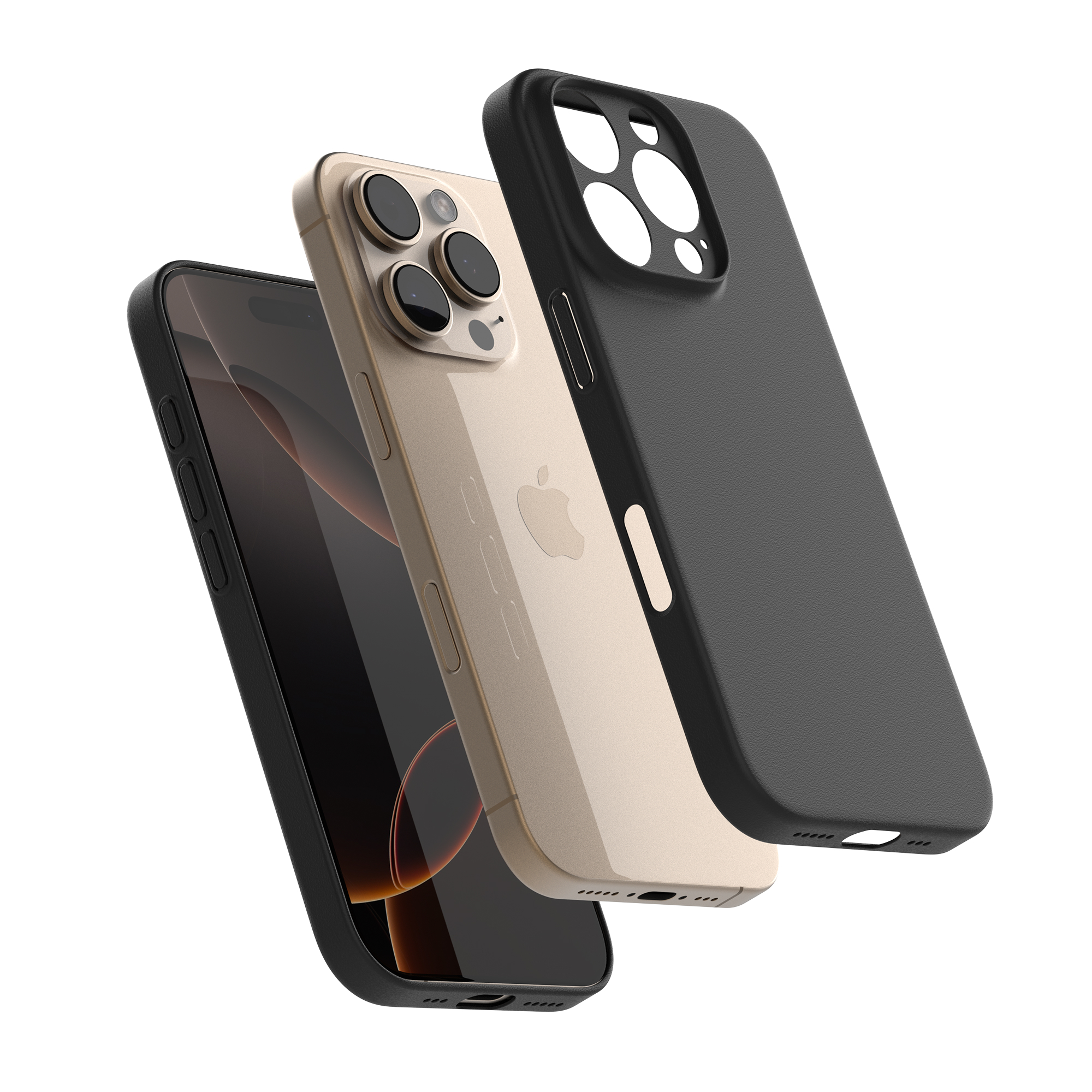 고스트핏 0.6 매트 아이폰 생폰케이스 투명 변색없는 케이스 블랙, 아이폰16 프로 맥스 - 상품 이미지