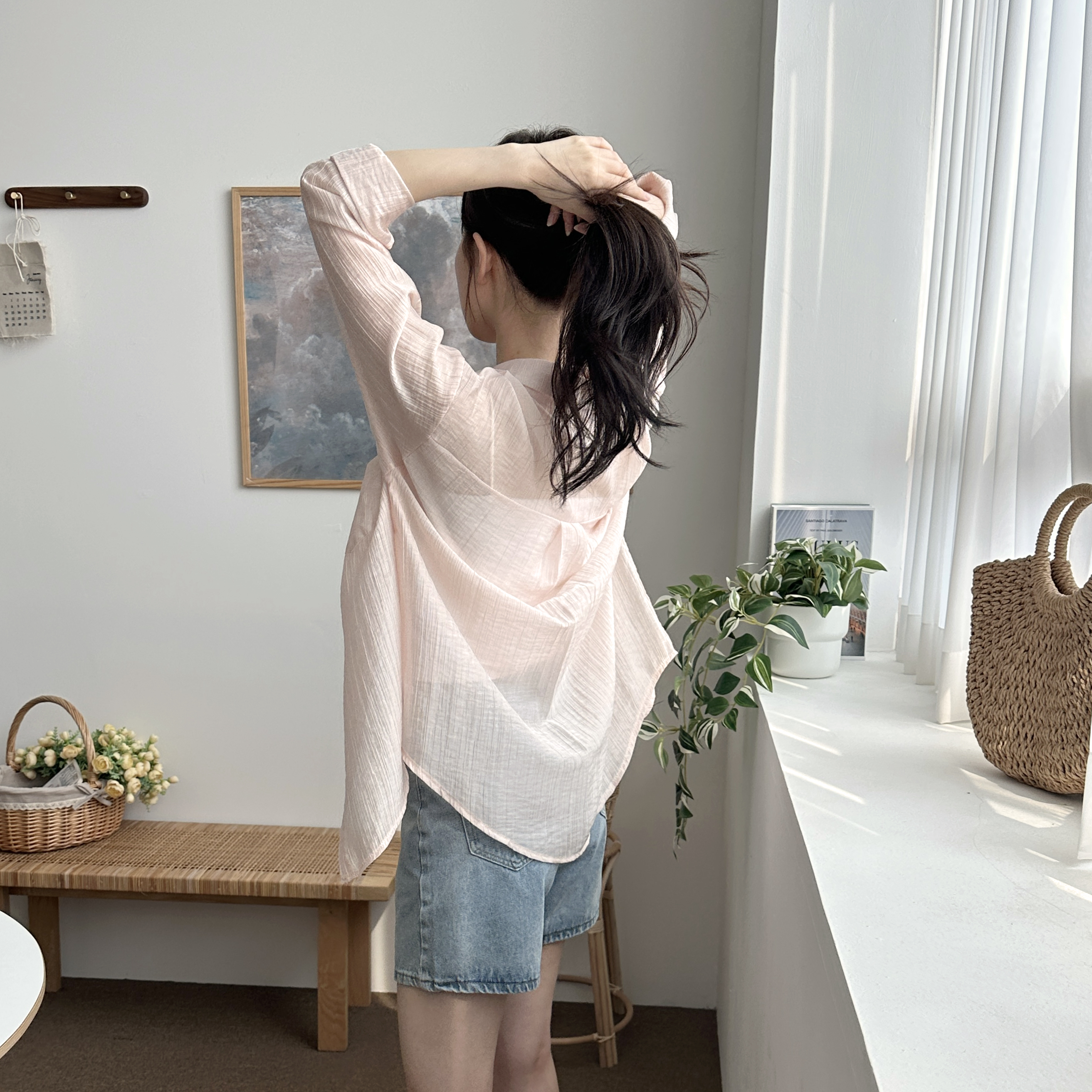 텐셀시스루 링클프리 여름셔츠 시스루남방