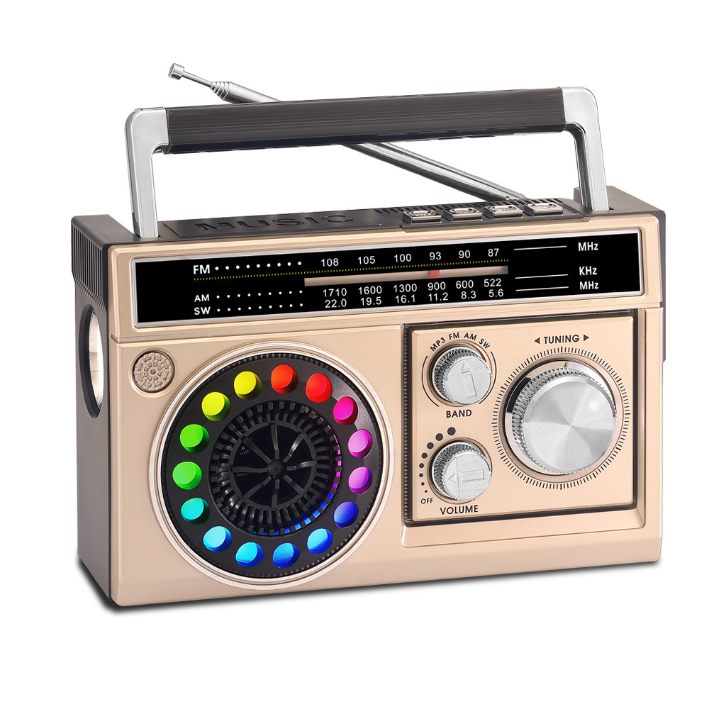 레트로 아날로그 디스코 라디오 LED 손전등 FM AM 블루투스 스피커 CRF-30B - 상세 이미지 2