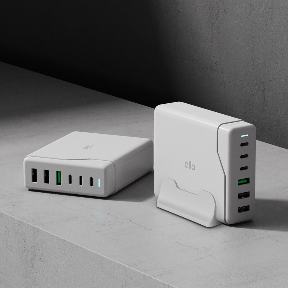 알로코리아 100W GaN 접지형 6포트 PD C타입 초고속 멀티 충전기 UC6100GPD