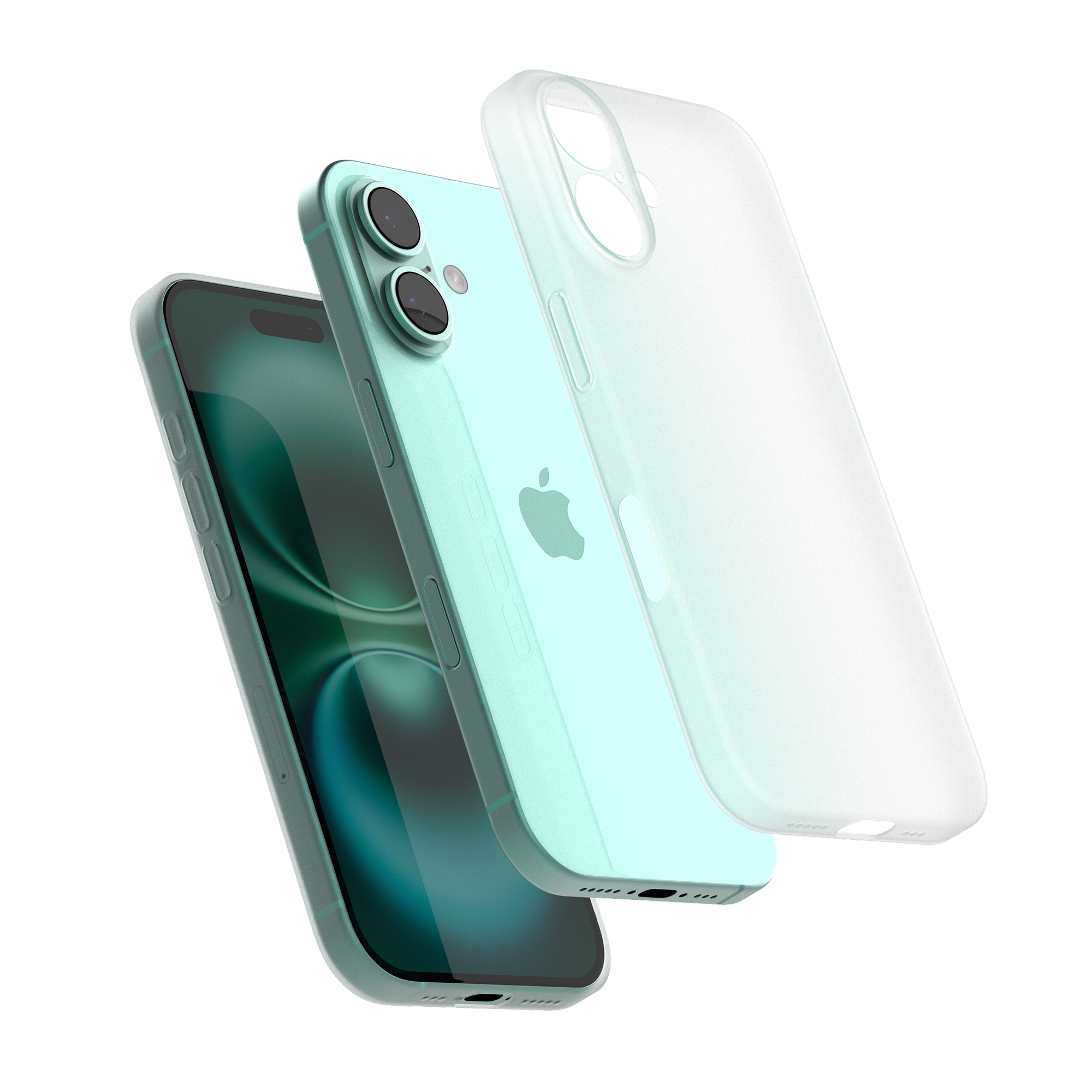 고스트핏 0.6 매트 아이폰 생폰케이스 투명 변색없는 케이스 화이트, 아이폰16 플러스 - 상품 이미지