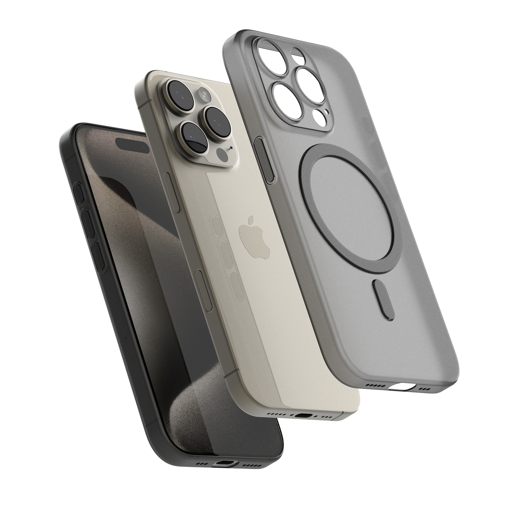 고스트핏 매트 투명 아이폰 맥세이프케이스 변색없는케이스 그레이, 아이폰15 프로 - 상품 이미지