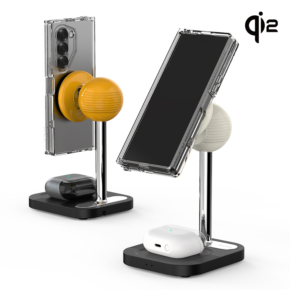 2in1 qi2 맥세이프 15W 아이폰 갤럭시 폴드 아이폰17 호환 고속 무선충전기 거치대
