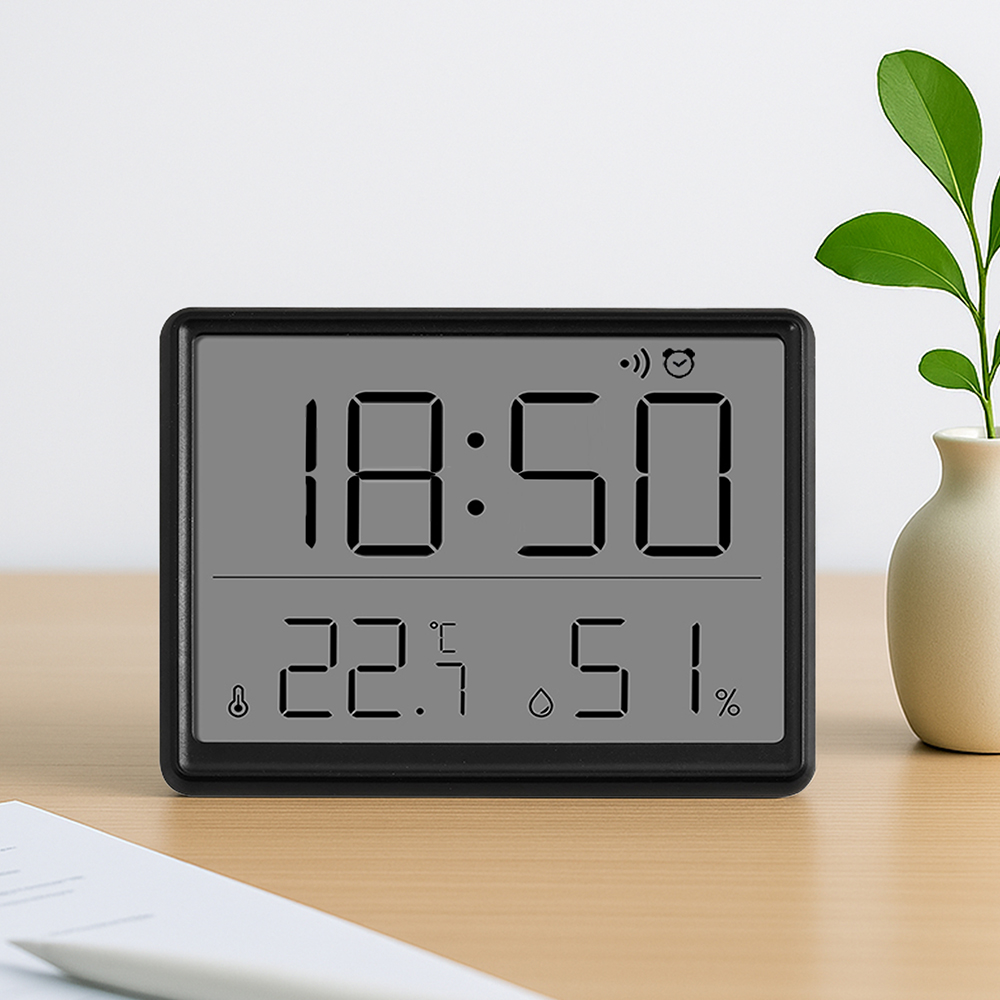 레토 온습도 탁상시계 자석부착 디지털 무소음 책상 알람시계