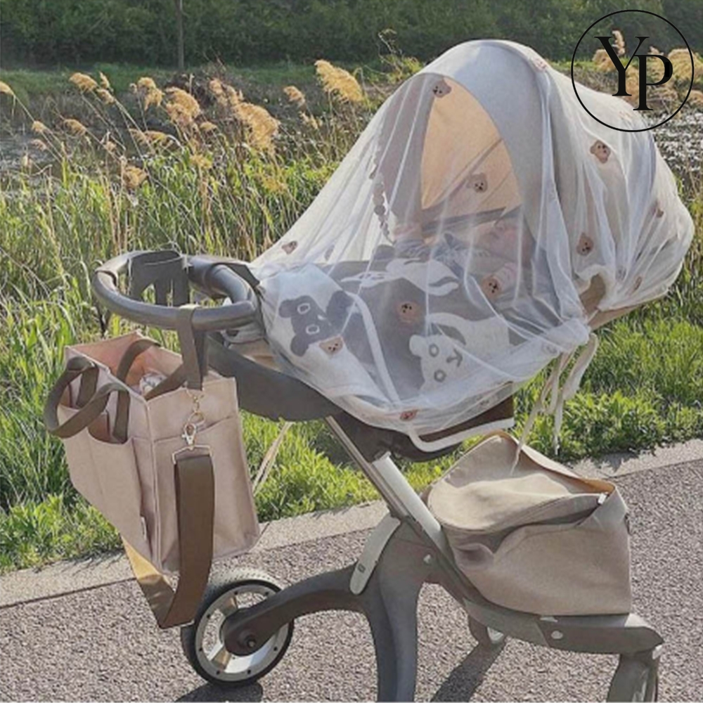 아기 유모차 모기장 곰돌이 해충방지 방충망 벌레차단 탈부착 망사 커버