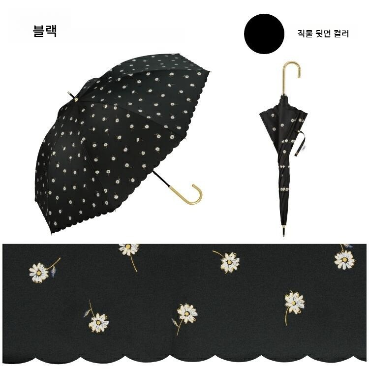 Wpc 골드 마가렛 차광 장양산 여성용 양우산 일본양산 UV차단 블랙 - 상세 이미지 4