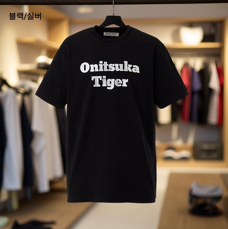 오니츠카타이거 그래픽 로고 반팔 티셔츠 남성 2183B456 블랙/골드 M - 상세 이미지 3