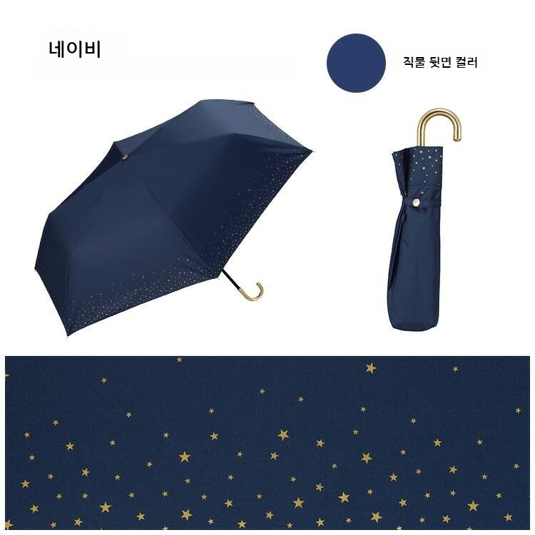 Wpc 림 스타 차광 접이식 양산 미니 양우산 일본양산 UV차단 블랙 - 상세 이미지 3