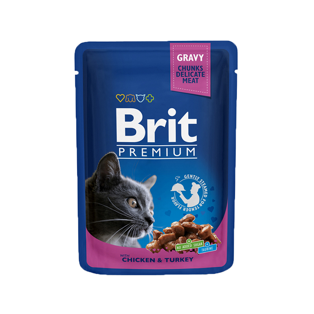 브릿 캣 프리미엄 청크 주식파우치 닭고기+터키, 100g, 1개 - 메인 이미지