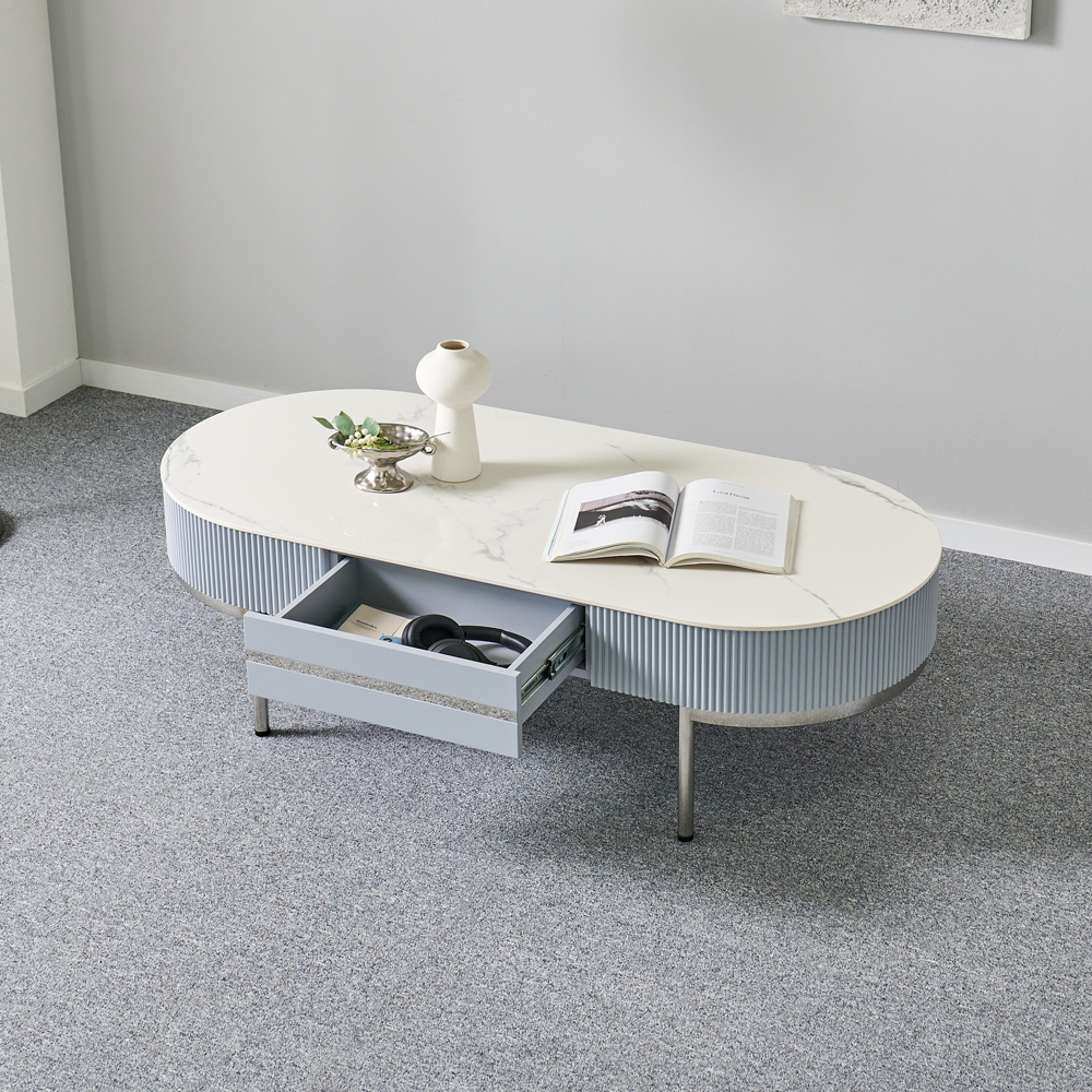 [방문설치] 애슐리 세라믹 스테인레스 거실테이블 스카이블루