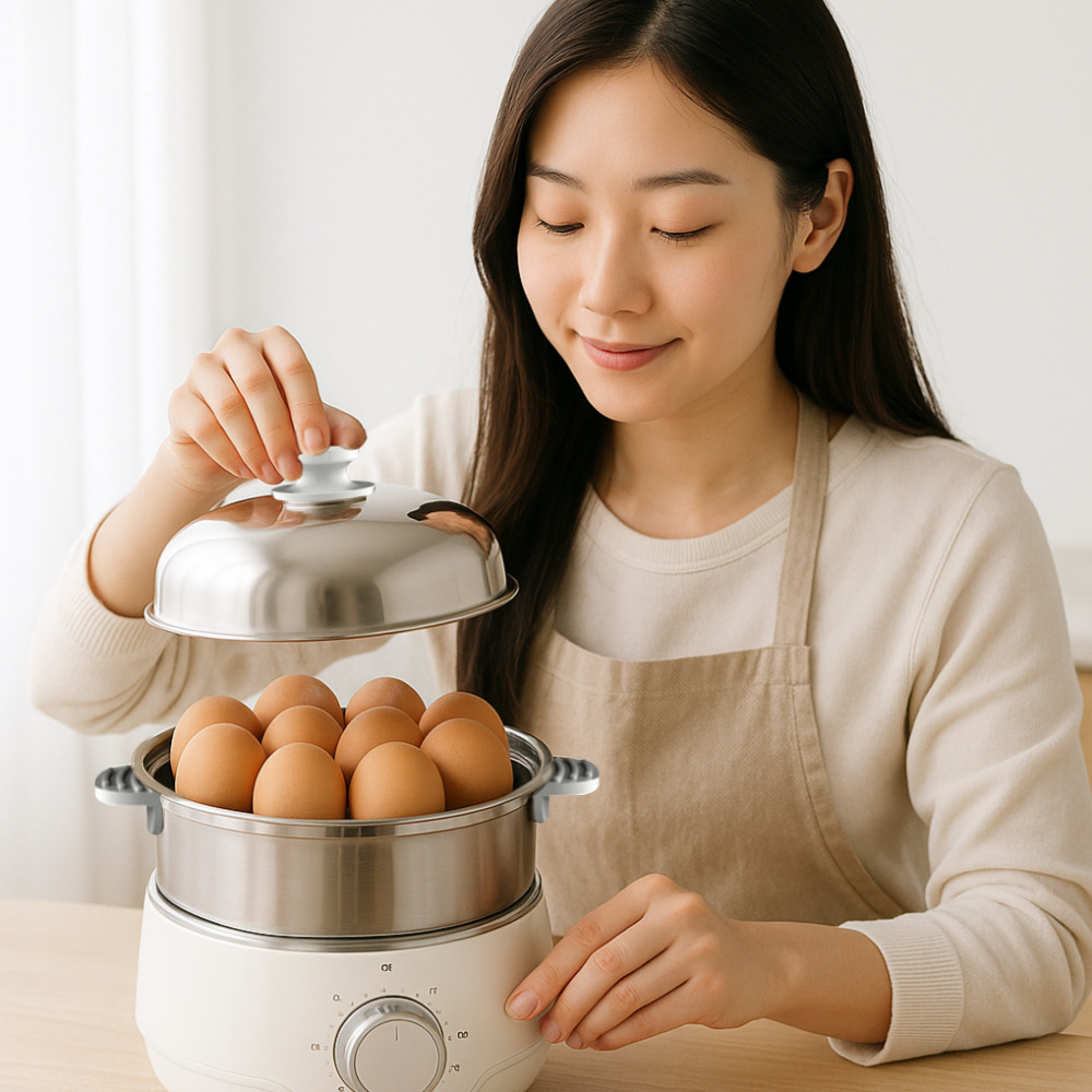 올스텐 계란찜기 타이머 반숙기 고구마 계란찌는기계 2단