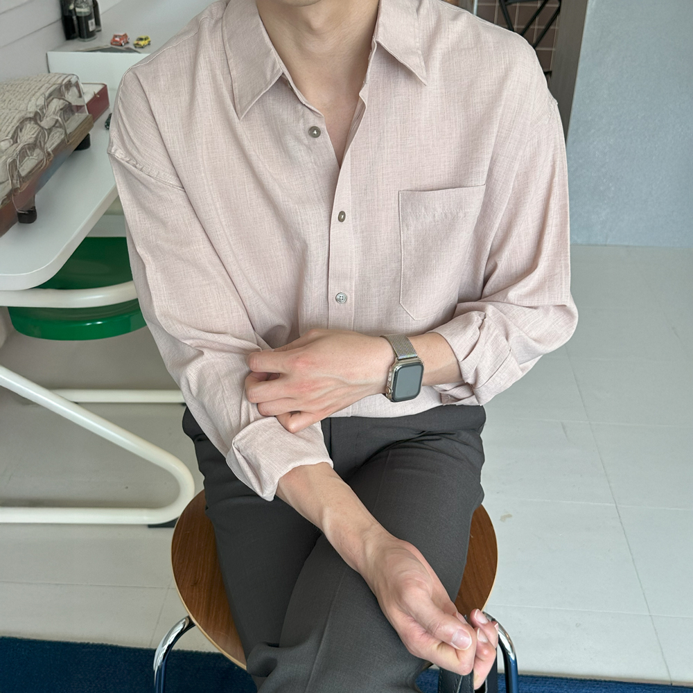 남자 셔츠 오버핏 쿨 구김없는 여름 남방 남자린넨셔츠