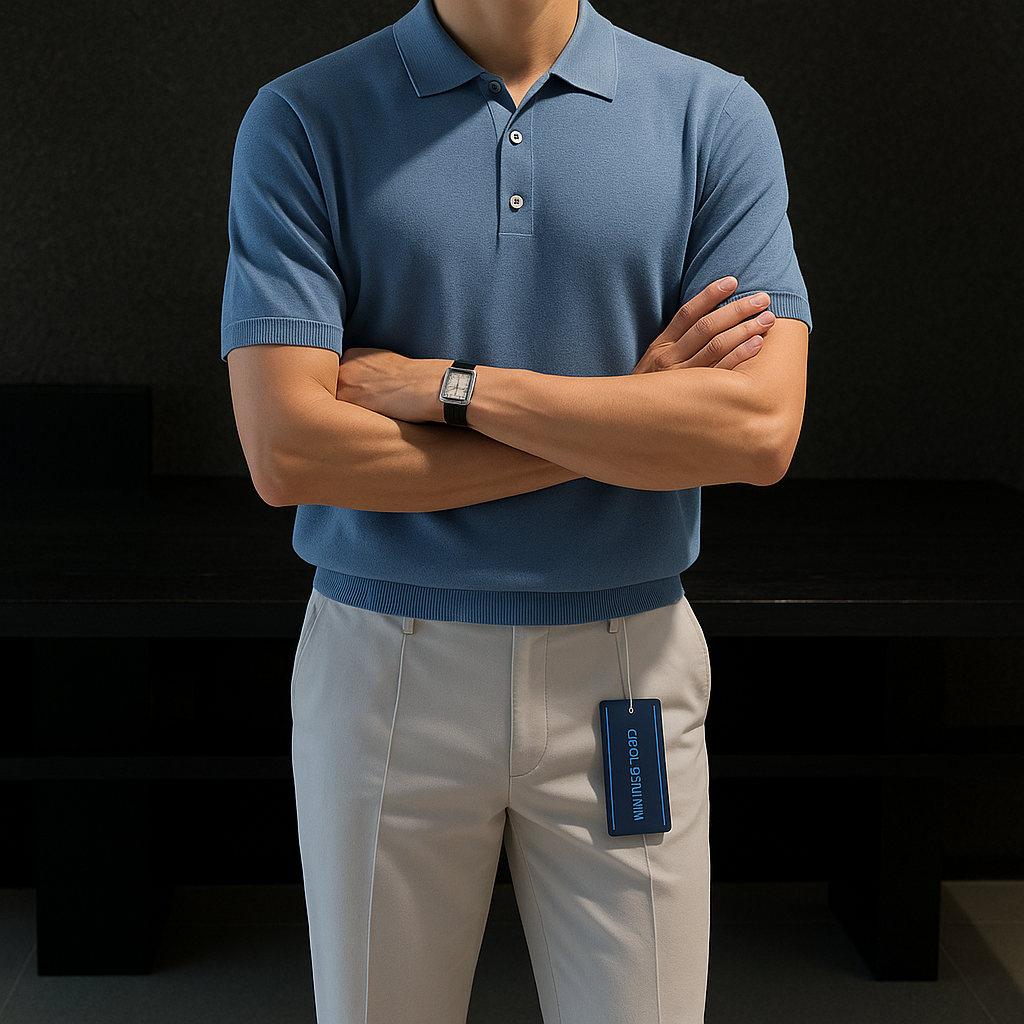 LAINE 남자반팔니트 폴로 카라 여름 니트 LOGAN LAINE 블루, XL - 상세 이미지 2