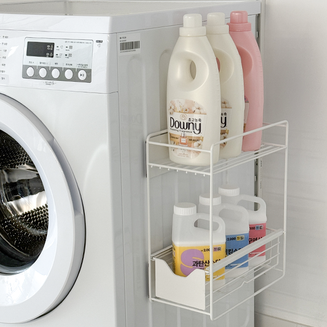 무타공 틈새 자석선반 냉장고 세탁기 슬라이딩선반 공중부양 수납함 거치대