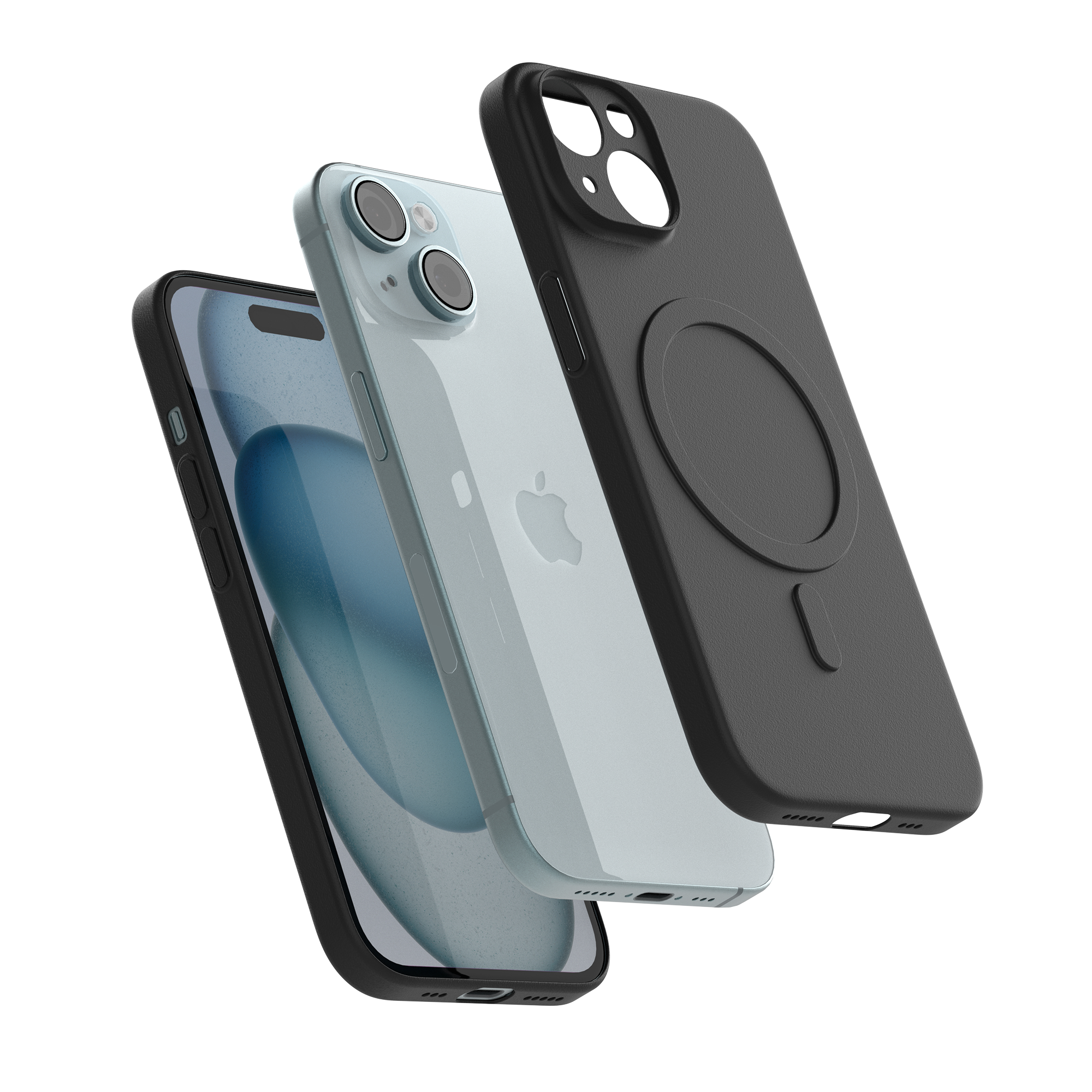 고스트핏 매트 투명 아이폰 맥세이프케이스 변색없는케이스 블랙, 아이폰15 - 상품 이미지