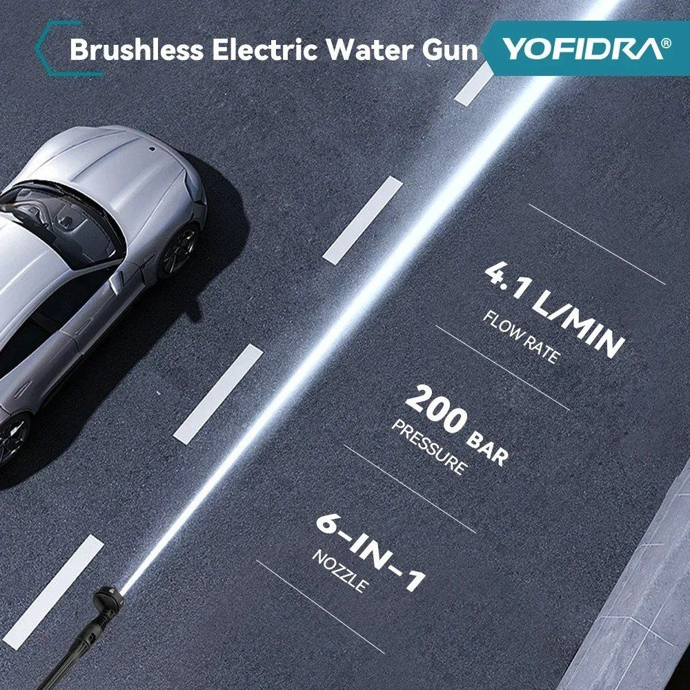 무선 고압 세차기 3500W 200Bar 브러시리스 6in1 폼건 18V 청소기 배터리 없음 GERMANY 전기 - 상세 이미지 5