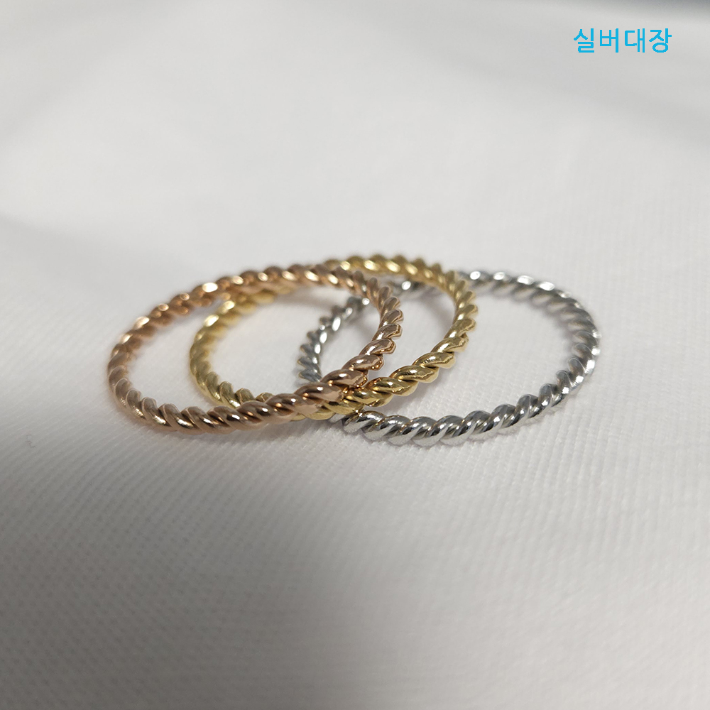 써지컬 스틸 2mm 레이어드 링 실반지 세트 데일리 반지 - 상세 이미지 4