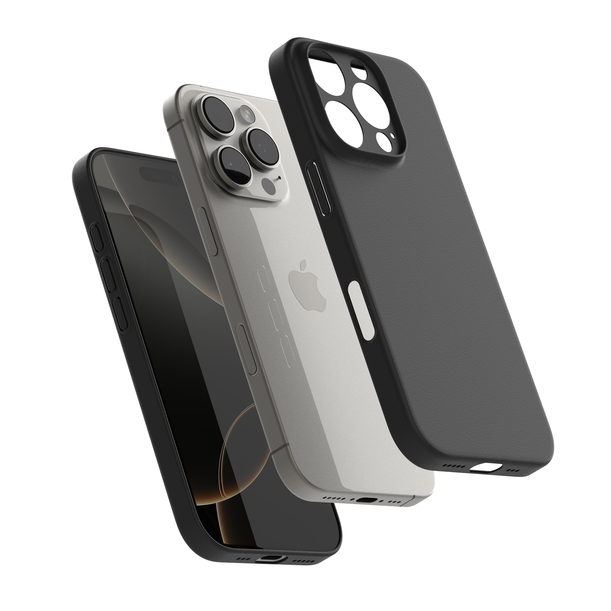 고스트핏 0.6 매트 아이폰 생폰케이스 투명 변색없는 케이스 블랙, 아이폰16 프로 - 상품 이미지