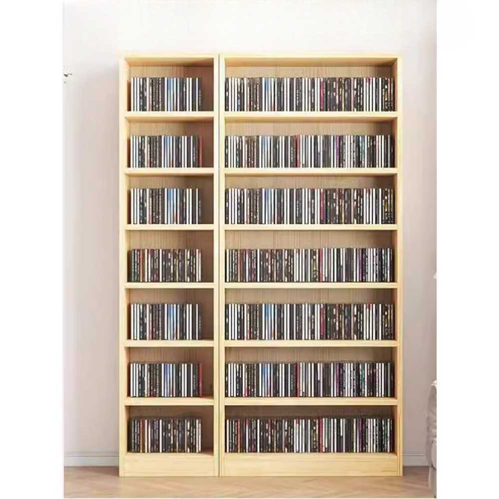 CD DVD 정리 선반 북카페 정리랙 슬림형 보관 정리대 전나무 180x40x20cm (7단) - 상품 이미지