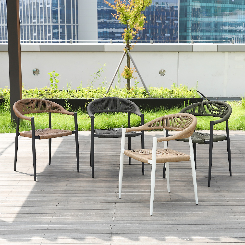 아멜리아 야외용 라탄 의자 알루미늄 정원 테라스 카페 체어