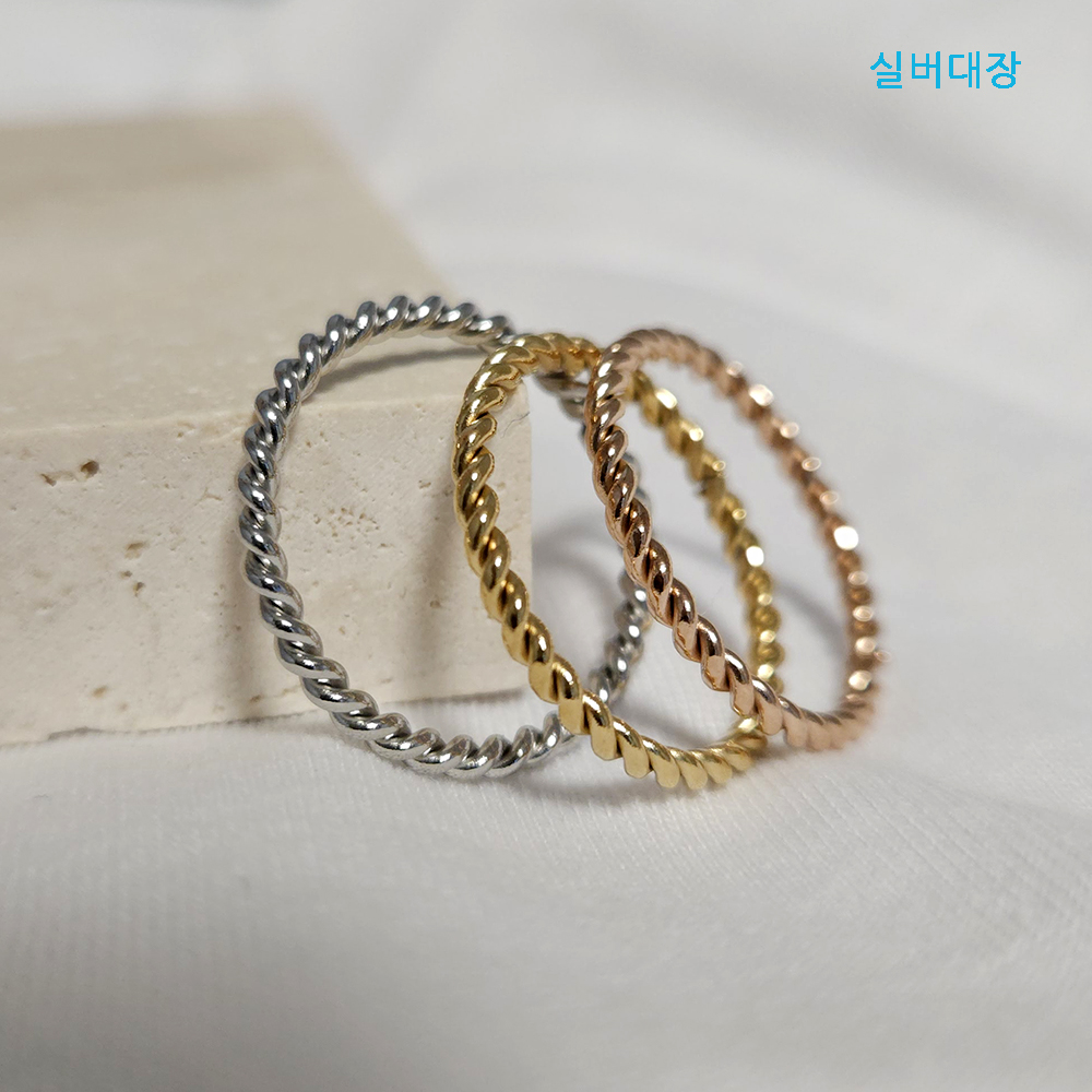 써지컬 스틸 2mm 레이어드 링 실반지 세트 데일리 반지 - 상세 이미지 5