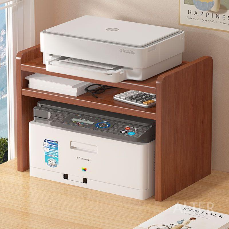 선반 프린터 서랍장 받침대 복합기 서랍 이동식 컴퓨터 복사기 수납장 브라운 24cm 2단 - 상세 이미지 2