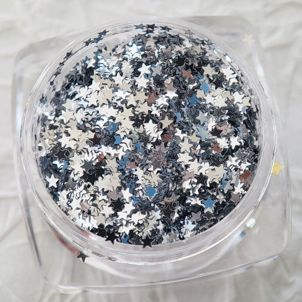 왕쪼꼬미 별 1mm 글리터 스팽글 네일아트 실버 - 상품 이미지