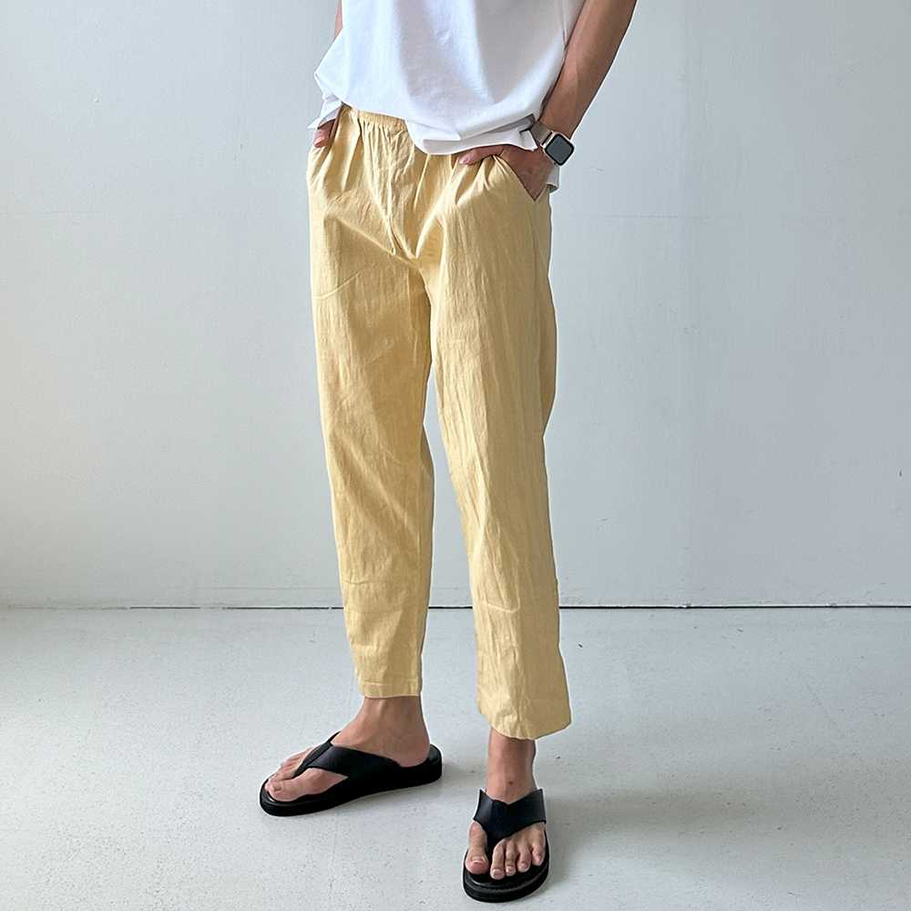 남자여름바지 밴딩 9부 린넨 팬츠 남자 냉장고바지 - 상세 이미지 3