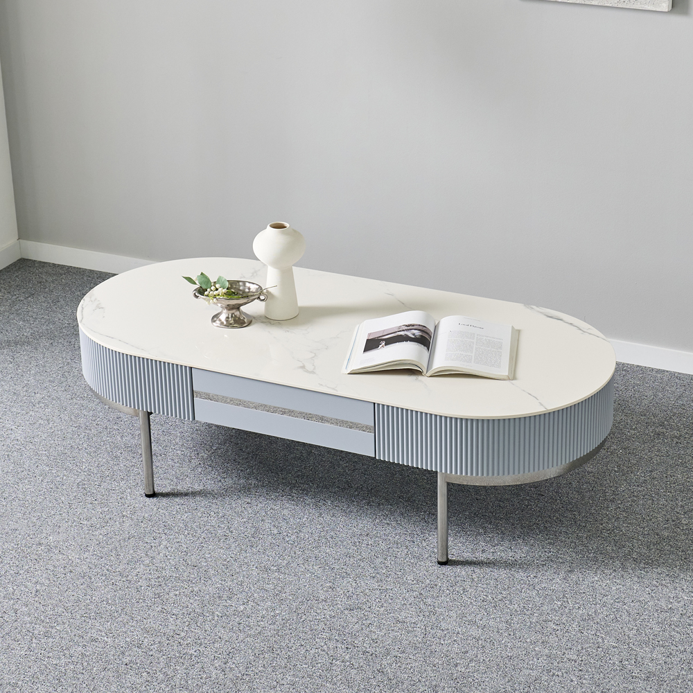 [방문설치] 애슐리 세라믹 스테인레스 거실테이블 스카이블루