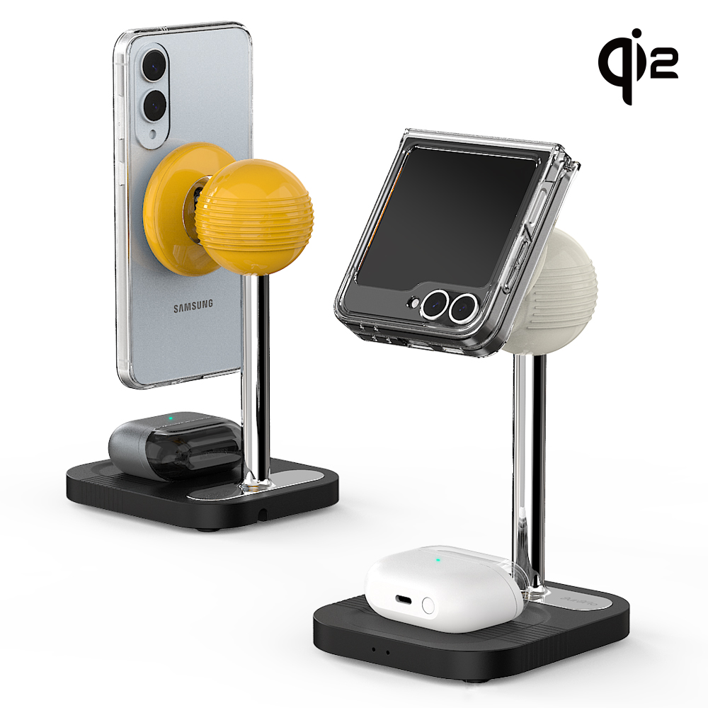 2in1 qi2 맥세이프 15W 아이폰 갤럭시 폴드 아이폰17 호환 고속 무선충전기 거치대