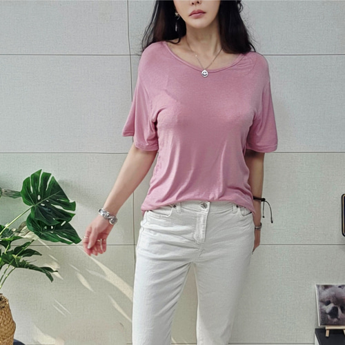 (국산면원단/국내자체생산) T1068 쿨찰랑 실켓레이온 기본 반팔 티셔츠 30대40대여성의류 이미지 6