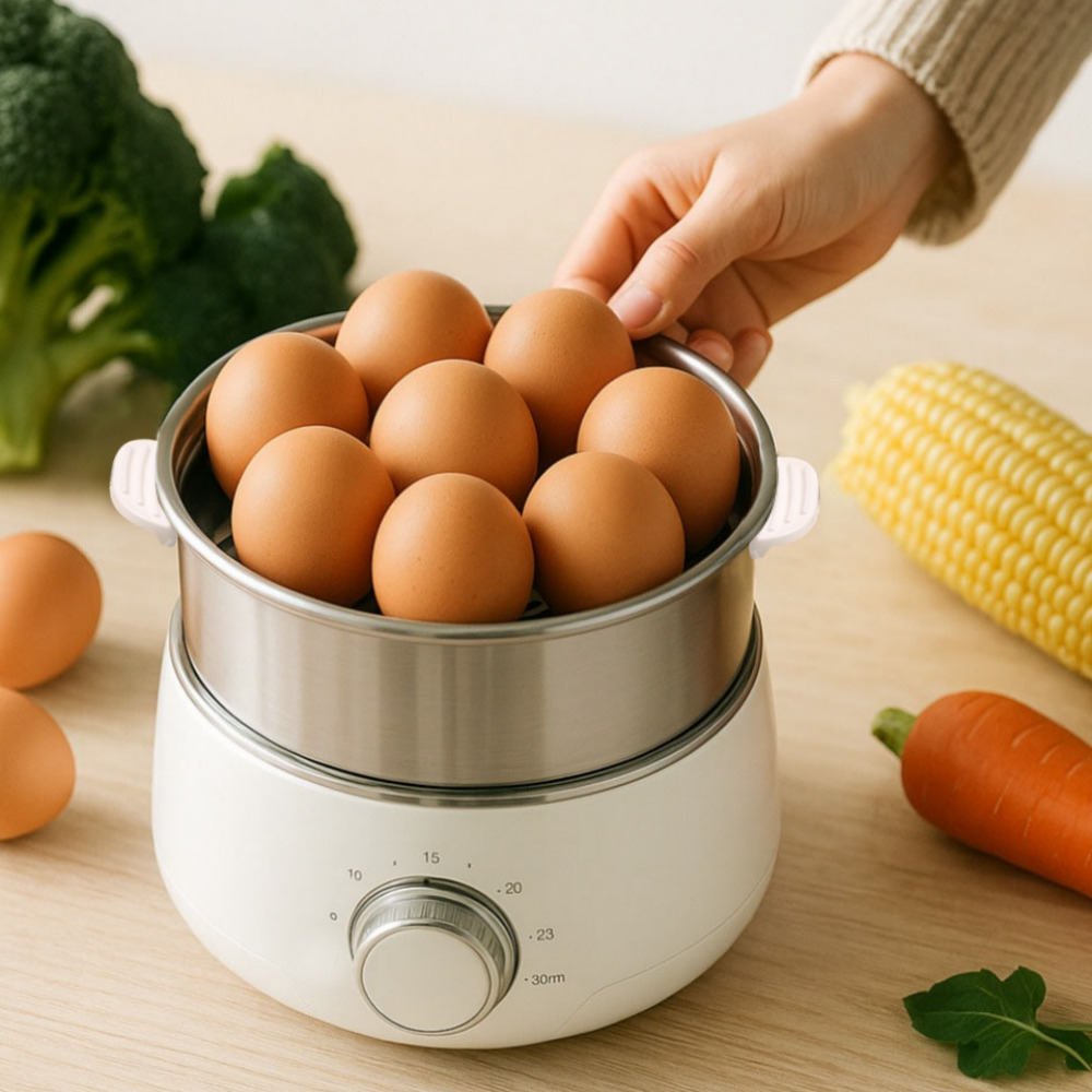 올스텐 계란찜기 타이머 반숙기 고구마 계란찌는기계 2단