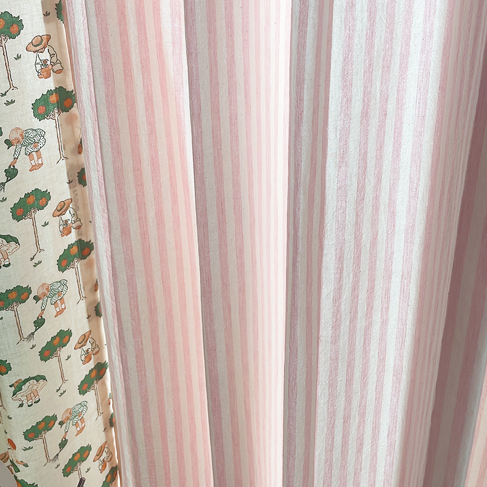 멜란 스트라이프 커튼 러블리 연핑크 맞춤제작 아이방 여아
