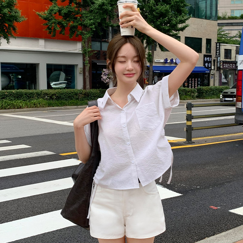 덴로아 셔링 가오리 스트라이프 반팔 셔츠 bs8305 - 상세 이미지 4
