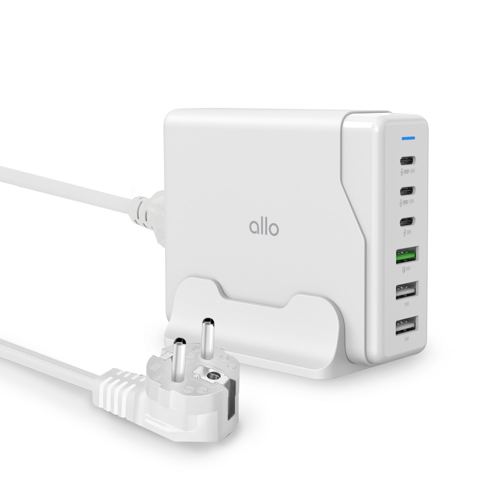 알로코리아 100W GaN 접지형 6포트 PD C타입 초고속 멀티 충전기 UC6100GPD