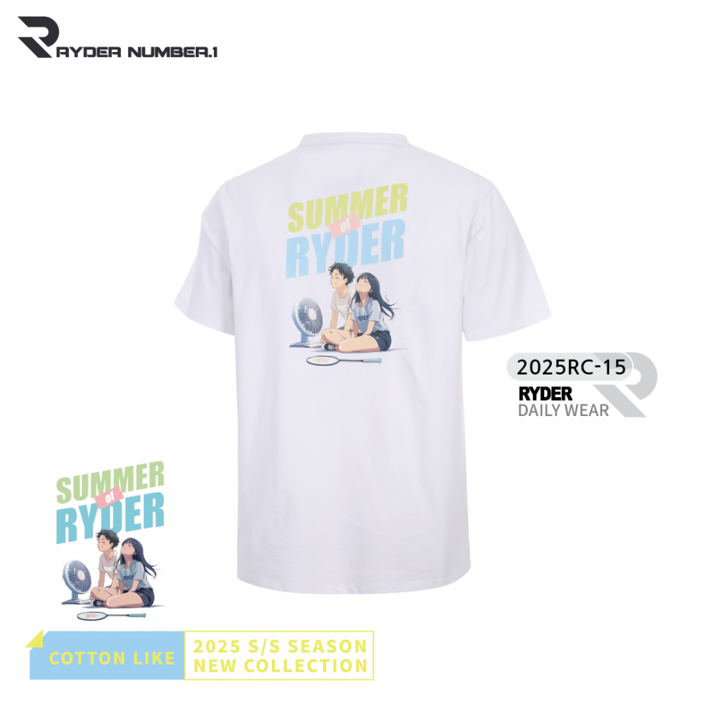라이더 RYDER 2025RC-15 코튼라이크 남녀공용 반팔티셔츠 배드민턴 복 탁구 스쿼시 스포츠의류 - 상세 이미지 3